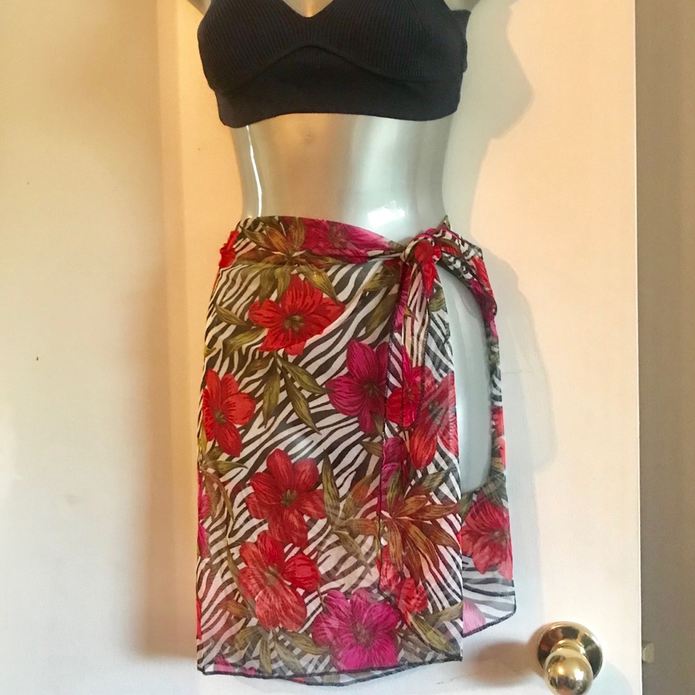 VTG St. John’s Bay Tropical Zebra Print Swim Cover Up Sarong Dress One Size - Picture 2 of 12